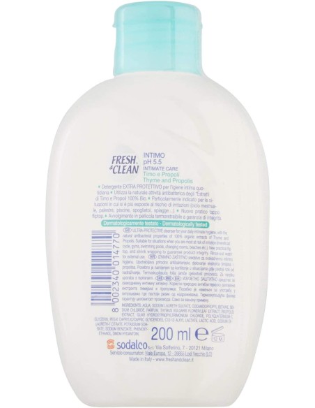 fresh&clean detergente intimo - ph 5.5 - 200ml - timo e propoli: tuttocasashop.it: igiene e cura della persona