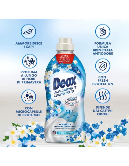 deox ammorbidente concentrato - 660ml - 33 lavaggi - fiori di primavera: tuttocasashop.it: prodotti per bucato e tessuti