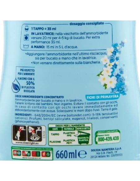 deox ammorbidente concentrato - 660ml - 33 lavaggi - fiori di primavera: tuttocasashop.it: prodotti per bucato e tessuti