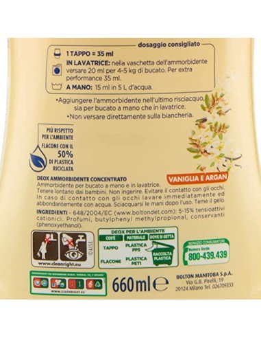 deox ammorbidente concentrato - 660ml - 33 lavaggi - vaniglia: tuttocasashop.it: prodotti per bucato e tessuti