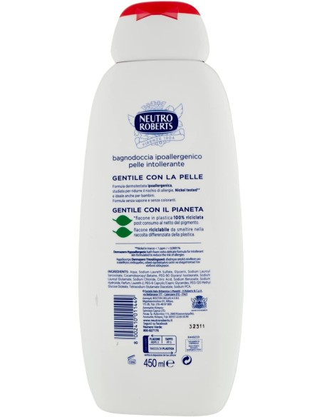 neutro roberts bagnodoccia 450ml - dermazero ipoallergenico - nichel tested: tuttocasashop.it: igiene e cura della persona