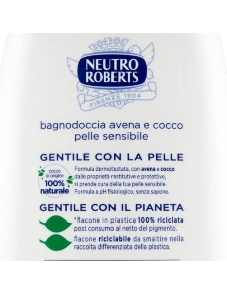 neutro roberts bagnodoccia - 450ml - pelle sensibile con avena e cocco: tuttocasashop.it: igiene e cura della persona