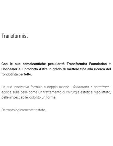 astra transformist fondotinta + correttore semi matt finish - 02 - shell: tuttocasashop.it: igiene e cura della persona