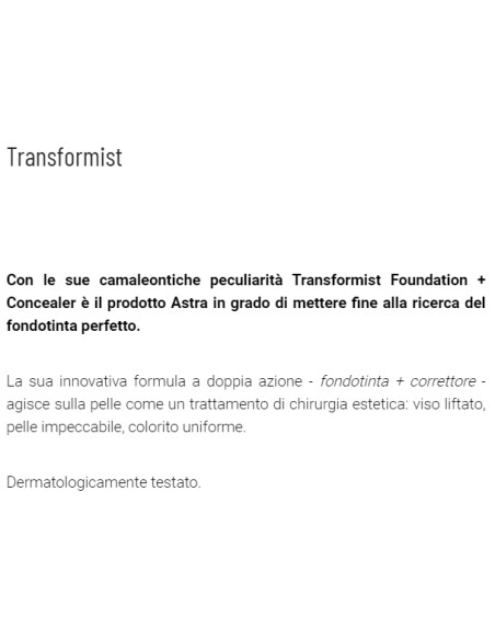 astra transformist fondotinta + correttore semi matt finish - 06 - mocha: tuttocasashop.it: igiene e cura della persona