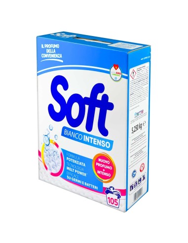 soft detersivo lavatrice in polvere fusto 105 misurini - bianco intenso: tuttocasashop.it: prodotti per bucato e tessuti