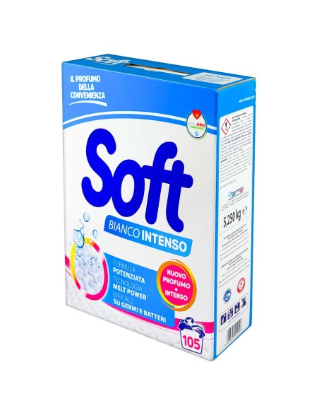soft detersivo lavatrice in polvere fusto 105 misurini - bianco intenso: tuttocasashop.it: prodotti per bucato e tessuti
