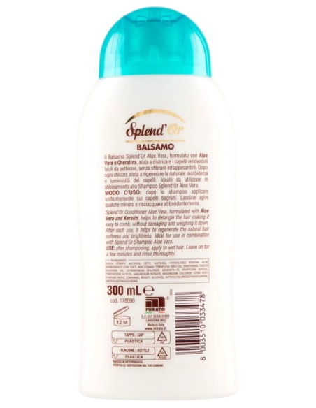 splend'or balsamo per capelli - 300ml - aloe vera e cheratina: tuttocasashop.it: igiene e cura della persona