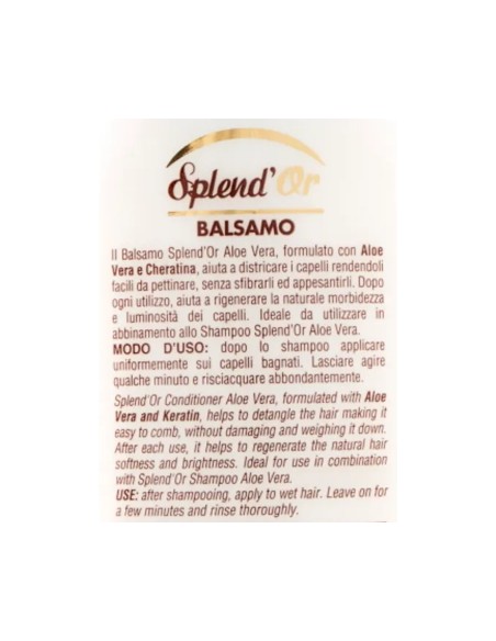 splend'or balsamo per capelli - 300ml - aloe vera e cheratina: tuttocasashop.it: igiene e cura della persona