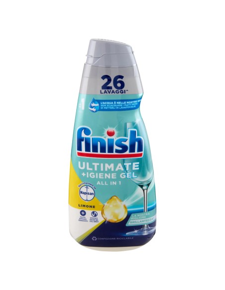 finish ultimate +igiene gel detersivo lavastoviglie 560ml 26 lavaggi - lemon: tuttocasashop.it: pulizia e cura della casa