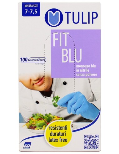 tulip 100 guanti monouso in nitrile blu non talcati - taglia m media: tuttocasashop.it: pulizia e cura della casa