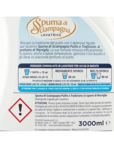 spuma di sciampagna detersivo lavatrice - 60 lavaggi - 3l - marsiglia: tuttocasashop.it: prodotti per bucato e tessuti
