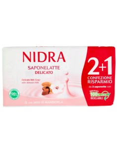 nidra sapone solido - 3 pezzi da 90 grammi - delicato - latte di mandorla: tuttocasashop.it: igiene e cura della persona