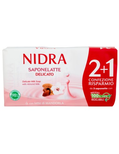 nidra sapone solido - 3 pezzi da 90 grammi - delicato - latte di mandorla: tuttocasashop.it: igiene e cura della persona