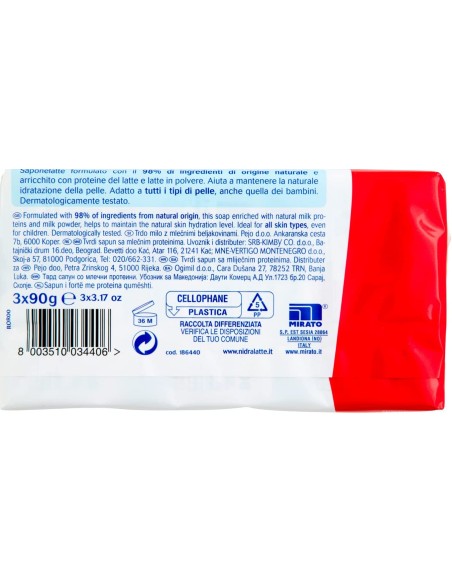 nidra sapone solido - 3 pezzi da 90 grammi - idratante - proteine del latte: tuttocasashop.it: igiene e cura della persona