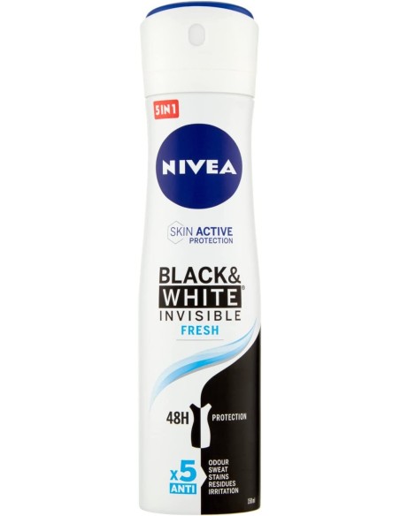 nivea deodorante spray - 150ml - black & white invisible fresh - non macchia: tuttocasashop.it: igiene e cura della persona