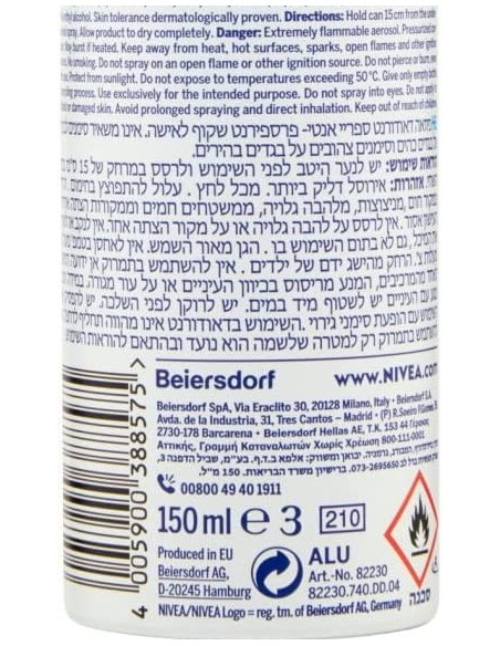 nivea deodorante spray - 150ml - black & white invisible fresh - non macchia: tuttocasashop.it: igiene e cura della persona