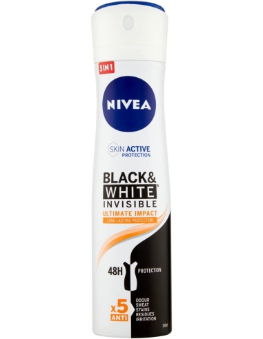 nivea deodorante spray - 150ml - black & white - ultimate impact: tuttocasashop.it: igiene e cura della persona