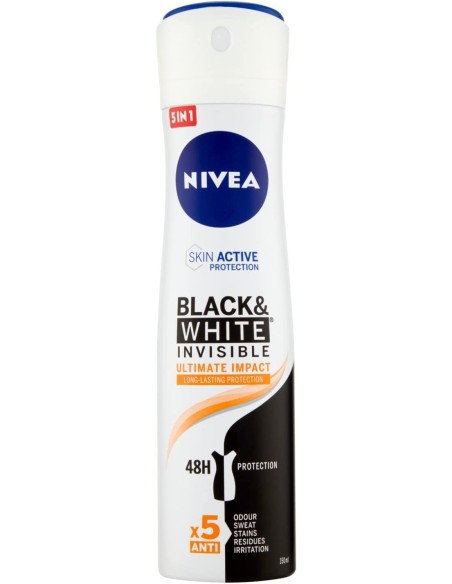 nivea deodorante spray - 150ml - black & white - ultimate impact: tuttocasashop.it: igiene e cura della persona