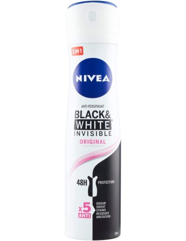 nivea deodorante spray - 150ml - black & white - original - non macchia: tuttocasashop.it: igiene e cura della persona