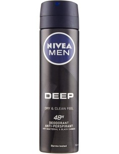 nivea deodorante spray - 150ml - for men - 48h - deep - black carbon: tuttocasashop.it: igiene e cura della persona