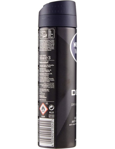 nivea deodorante spray - 150ml - for men - 48h - deep - black carbon: tuttocasashop.it: igiene e cura della persona