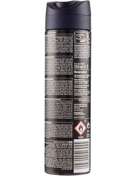 nivea deodorante spray - 150ml - for men - 48h - deep - black carbon: tuttocasashop.it: igiene e cura della persona
