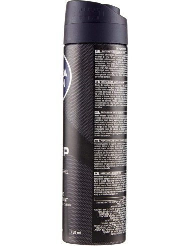 nivea deodorante spray - 150ml - for men - 48h - deep - black carbon: tuttocasashop.it: igiene e cura della persona
