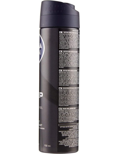 nivea deodorante spray - 150ml - for men - 48h - deep - black carbon: tuttocasashop.it: igiene e cura della persona