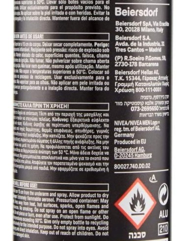 nivea deodorante spray - 150ml - for men - 48h - deep - black carbon: tuttocasashop.it: igiene e cura della persona