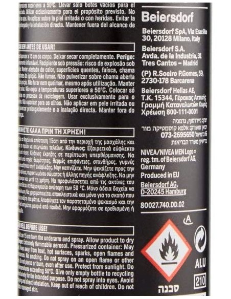 nivea deodorante spray - 150ml - for men - 48h - deep - black carbon: tuttocasashop.it: igiene e cura della persona