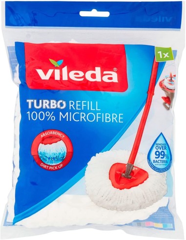 vileda turbo smart ricambio mop microfibra lavapavimenti sistema rotante: tuttocasashop.it: pulizia e cura della casa