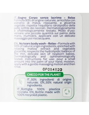 chicco baby moments bagno corpo senza lacrime - 500ml - relax - con malva: tuttocasashop.it: igiene e cura della persona