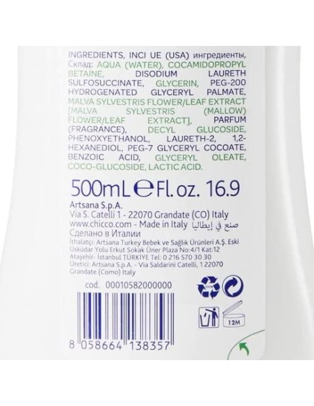 chicco baby moments bagno corpo senza lacrime - 500ml - relax - con malva: tuttocasashop.it: igiene e cura della persona