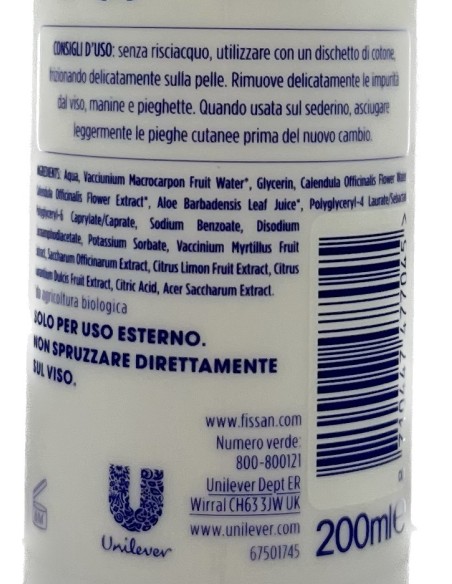 fissan piccolo mio - acqua micellare - 250ml - con bio ingredienti: tuttocasashop.it: igiene e cura della persona