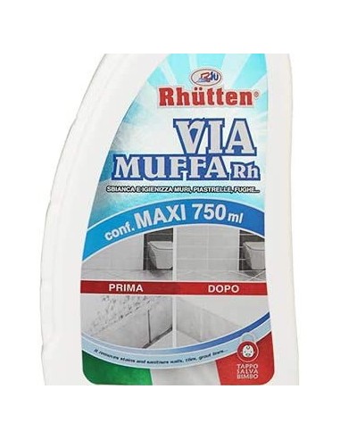 rhutten via muffa - spray maxi formato 750ml - antimuffa igienizzante: tuttocasashop.it: pulizia e cura della casa