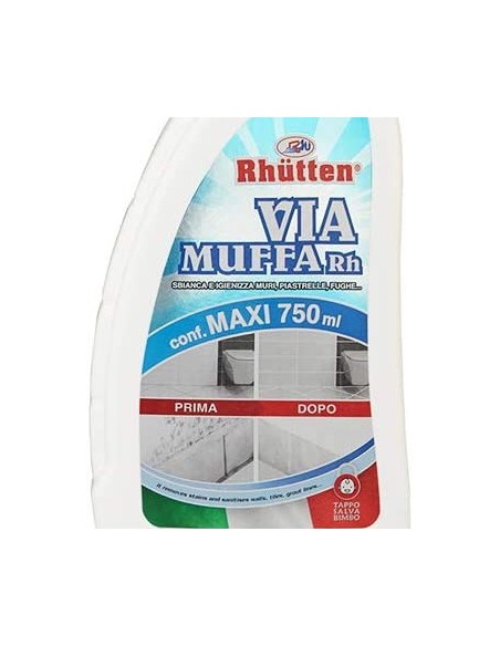 rhutten via muffa - spray maxi formato 750ml - antimuffa igienizzante: tuttocasashop.it: pulizia e cura della casa
