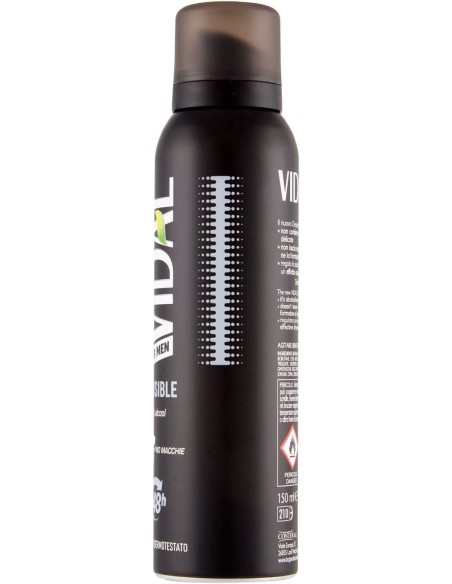 vidal deodorante spray - 150ml - for men invisible 48h 0% alcool no macchie: tuttocasashop.it: igiene e cura della persona