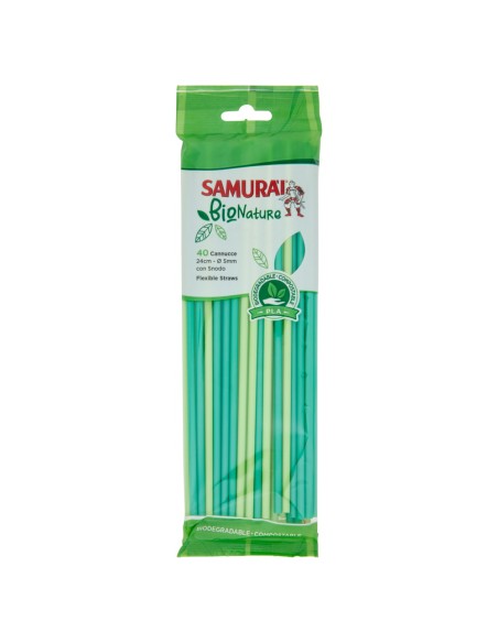samurai cannucce con snodo - 40 pezzi - bio - biodegradabile e compostabile: tuttocasashop.it: carta & monouso