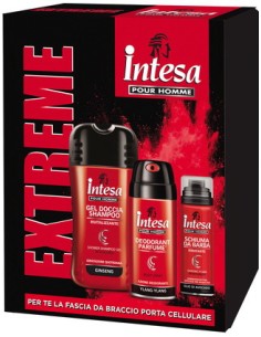 intesa pour homme: doccia 250ml + deo 150ml + schiuma barba 50ml + fascia: tuttocasashop.it: igiene e cura della persona