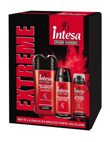 intesa pour homme: doccia 250ml + deo 150ml + schiuma barba 50ml + fascia: tuttocasashop.it: igiene e cura della persona