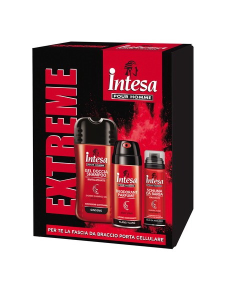 intesa pour homme: doccia 250ml + deo 150ml + schiuma barba 50ml + fascia: tuttocasashop.it: igiene e cura della persona