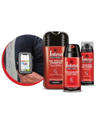intesa pour homme: doccia 250ml + deo 150ml + schiuma barba 50ml + fascia: tuttocasashop.it: igiene e cura della persona