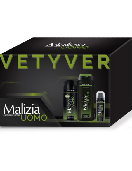 malizia vetyver - docciashampoo 250ml - deo spray 175ml - schiuma barba 50ml: tuttocasashop.it: igiene e cura della persona