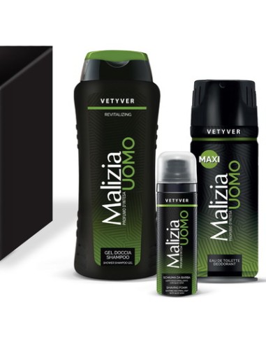 malizia vetyver - docciashampoo 250ml - deo spray 175ml - schiuma barba 50ml: tuttocasashop.it: igiene e cura della persona