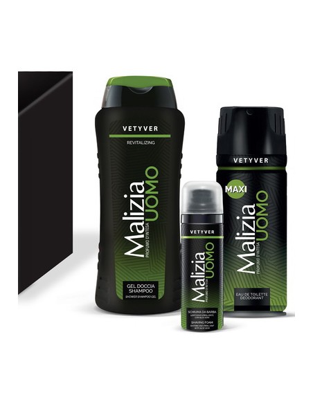 malizia vetyver - docciashampoo 250ml - deo spray 175ml - schiuma barba 50ml: tuttocasashop.it: igiene e cura della persona
