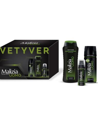 malizia vetyver - docciashampoo 250ml - deo spray 175ml - schiuma barba 50ml: tuttocasashop.it: igiene e cura della persona