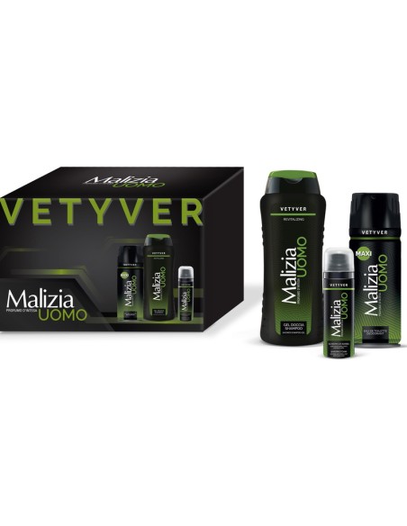 malizia vetyver - docciashampoo 250ml - deo spray 175ml - schiuma barba 50ml: tuttocasashop.it: igiene e cura della persona