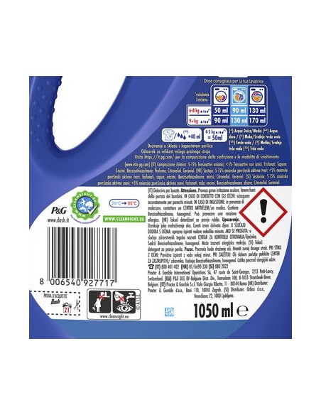 dash detersivo lavatrice liquido 21 lavaggi 1050ml - salva colore: tuttocasashop.it: prodotti per bucato e tessuti