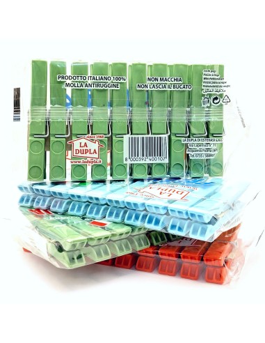 preziosa la dupla 10 pinze stendi bucato in plastica - made in italy: tuttocasashop.it: prodotti per bucato e tessuti