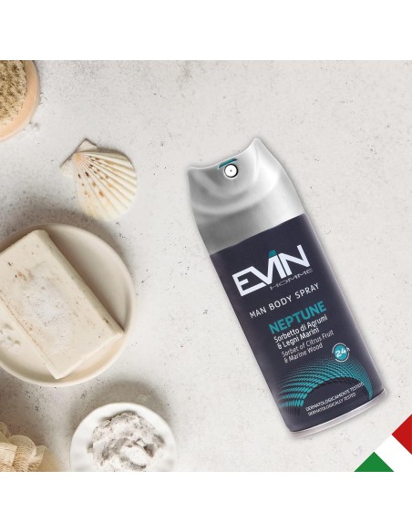 evin deodorante spray uomo 150ml - neptune sorbetto di agrumi e legni marini: tuttocasashop.it: igiene e cura della persona